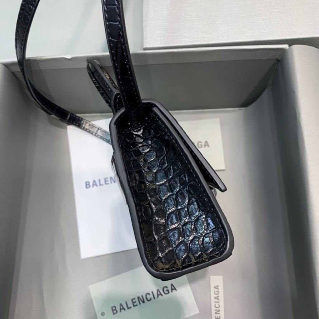 Balenciaga Hourglass Mini Handbag In Sliver, For Women, Women’s Bags 4.7in/12cm