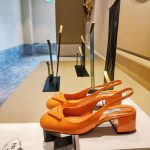 Prada Patent Sling-Back Pumps Orange For Women 1.8in/45mm PRD