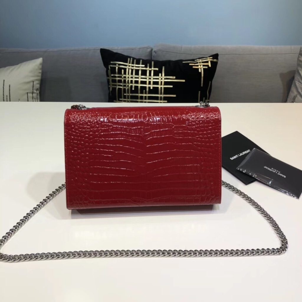 Saint Laurent Kate Small Chain Bag With Tassel In Embossed Burgundy For Women 7.8in/20cm YSL