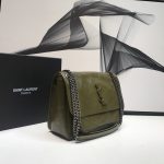 Saint Laurent Niki Medium Chain Bag In Crinkled Vintage Green For Women 11in/28cm YSL 6331581YG041229