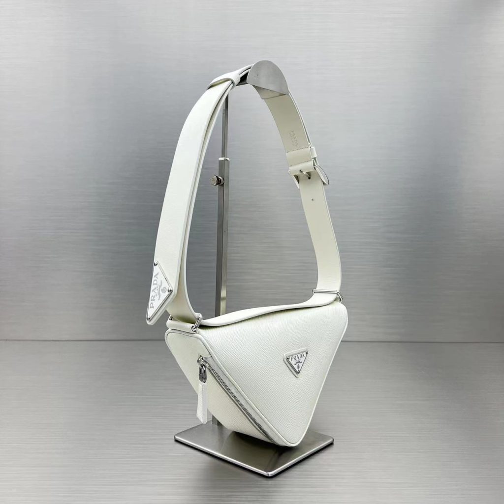 Prada Triangle Mini Bag White For Women, Women’s Bags 9.8in/25cm