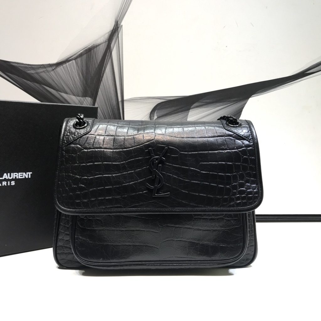 Saint Laurent Niki Medium Chain BagIn-Embossed Black For Women 11in/28cm YSL 6331501K00U1000