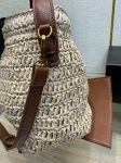 Saint Laurent Le 37 In Woven Raffia And Vegetable-Tanned Beige For Women 9.8 Inches/ 25 Cm 773991GAAD72080