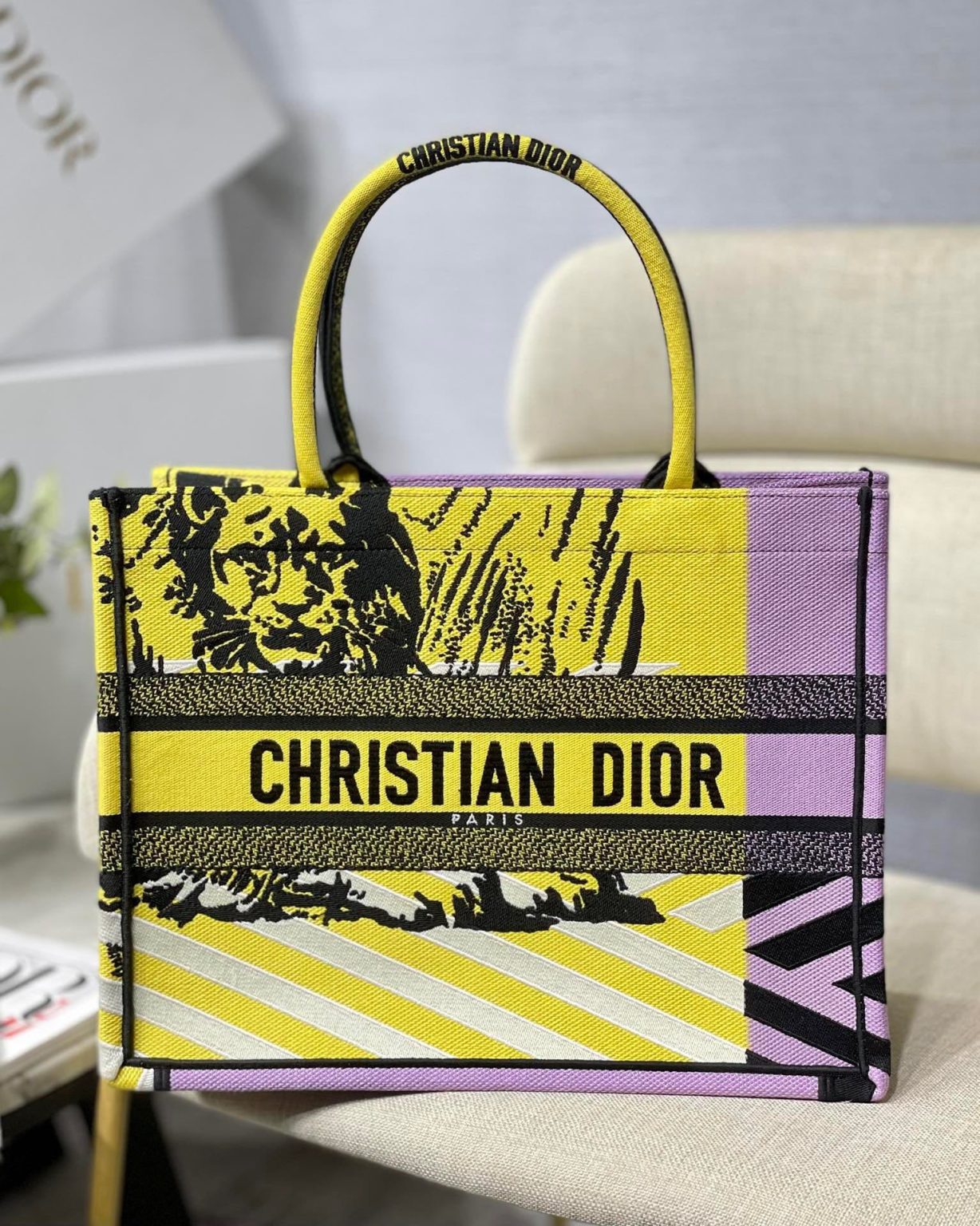 Christian Dior Medium Dior Book Tote Yellow And Pink, For Women, Women’s Handbags 14in/36cm CD