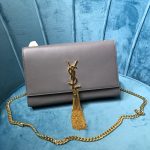 Saint Laurent Kate Medium Chain Bag With Tassel In Grain De Poudre Grey For Women 9.4in/24cm YSL