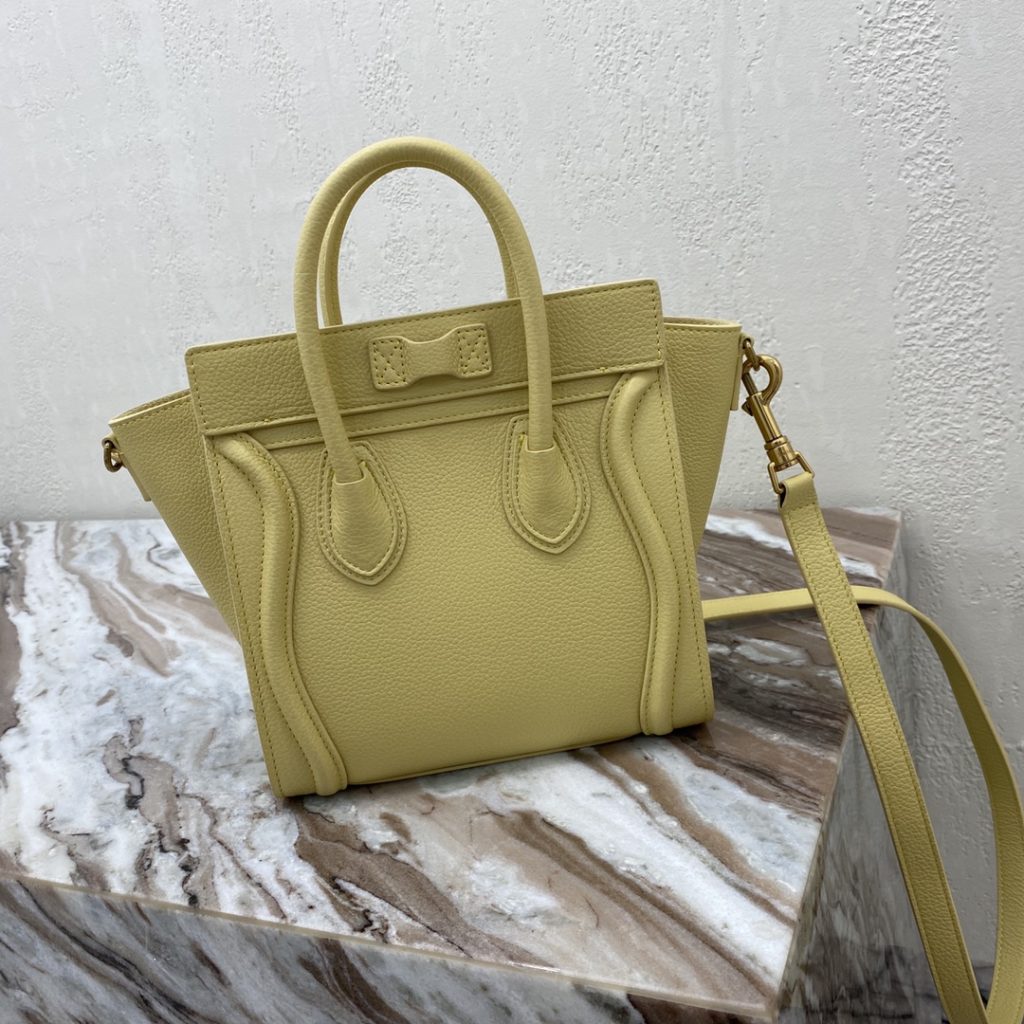 Celine Nano Luggage Bag In Drummed Yellow For Women 8in/20cm