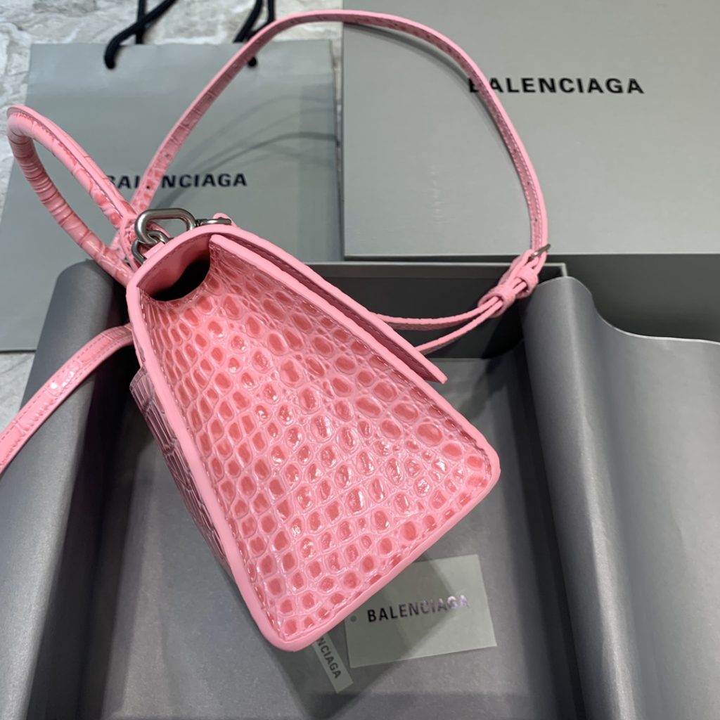 Balenciaga Hourglass Small Handbag In Dark Pink, For Women, Women’s Bags 9in/23cm