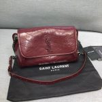 Saint Laurent Niki Medium Crinkled Shoulder Bag Burgundy For Women 11in/28cm YSL