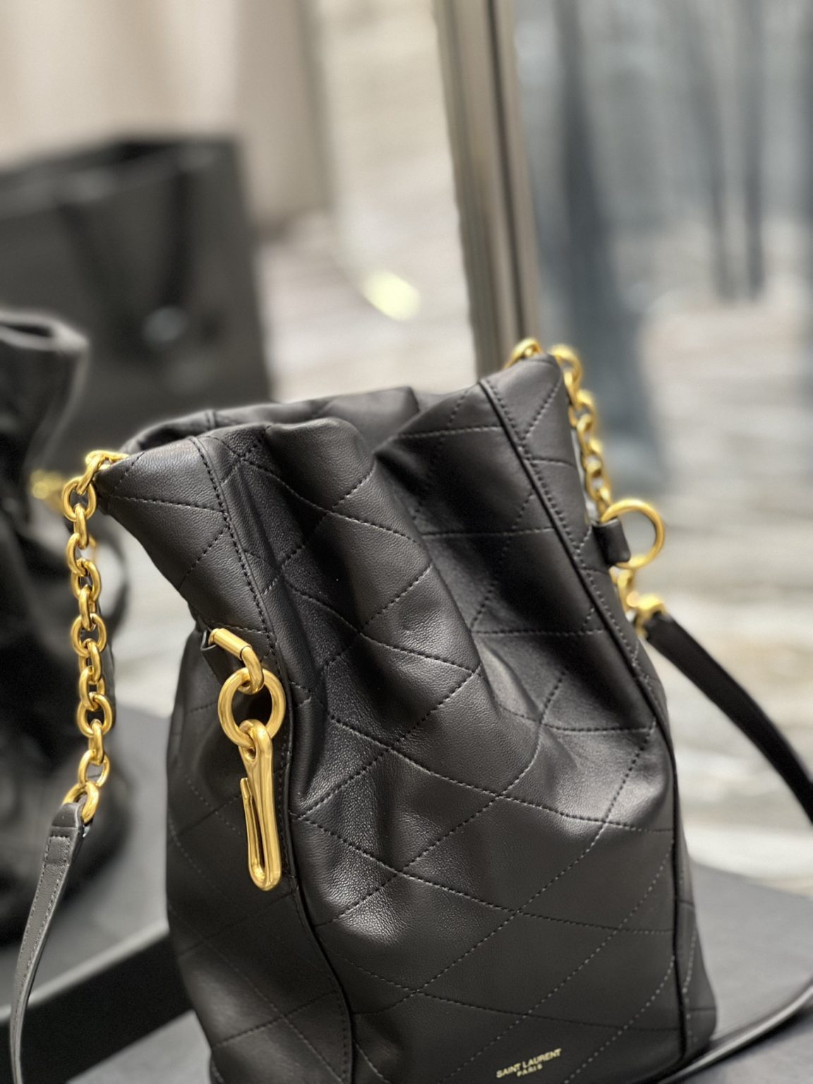 Saint Laurent Le Maillon Bucket Bag Black For Women 10.6in/27cm YSL 686310AAAJK1000