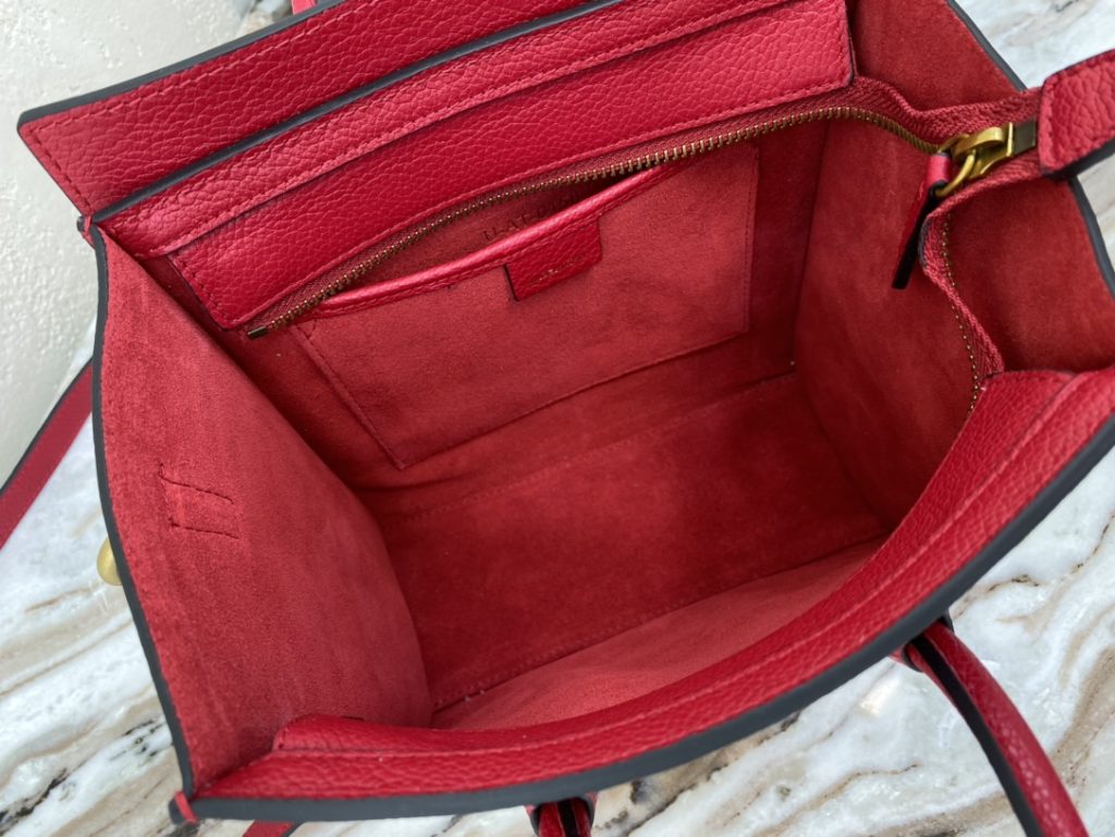 Celine Nano Luggage Bag In Drummed Red For Women 8in/20cm