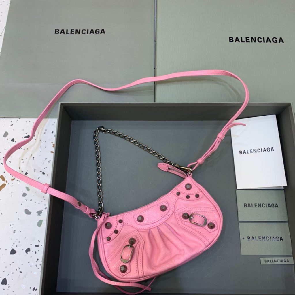 Balenciaga Le Cagole Mini Bag With Chain Light Pink, For Women, Women’s Bags 8.2in/21cm