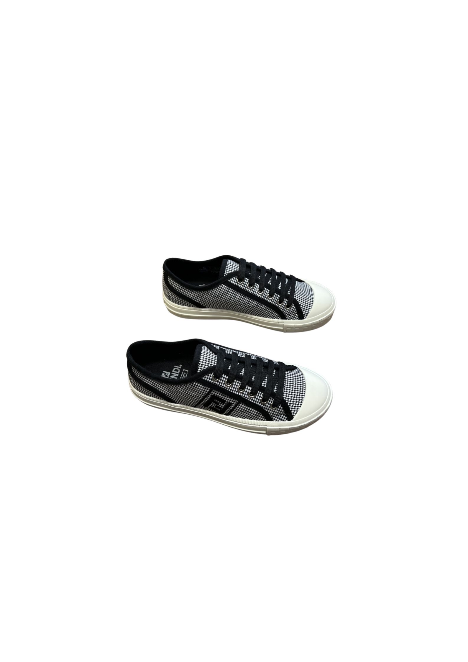 Fendi FD Domino Fabric Low-Tops Sneakers Black For Men 7E1553AKX2F1DVL