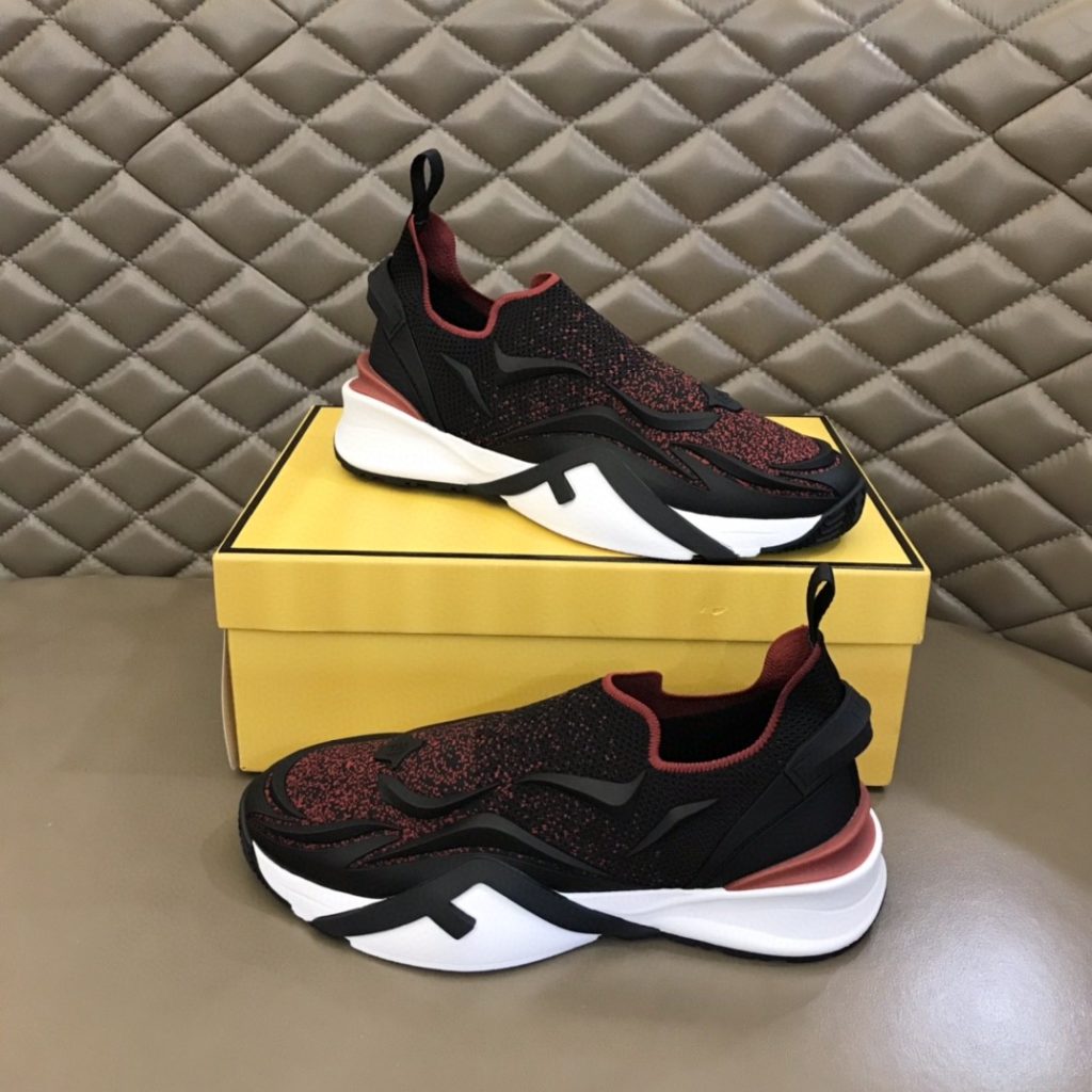 FD Fendi Flow Running Sneakers Black And Red For Women