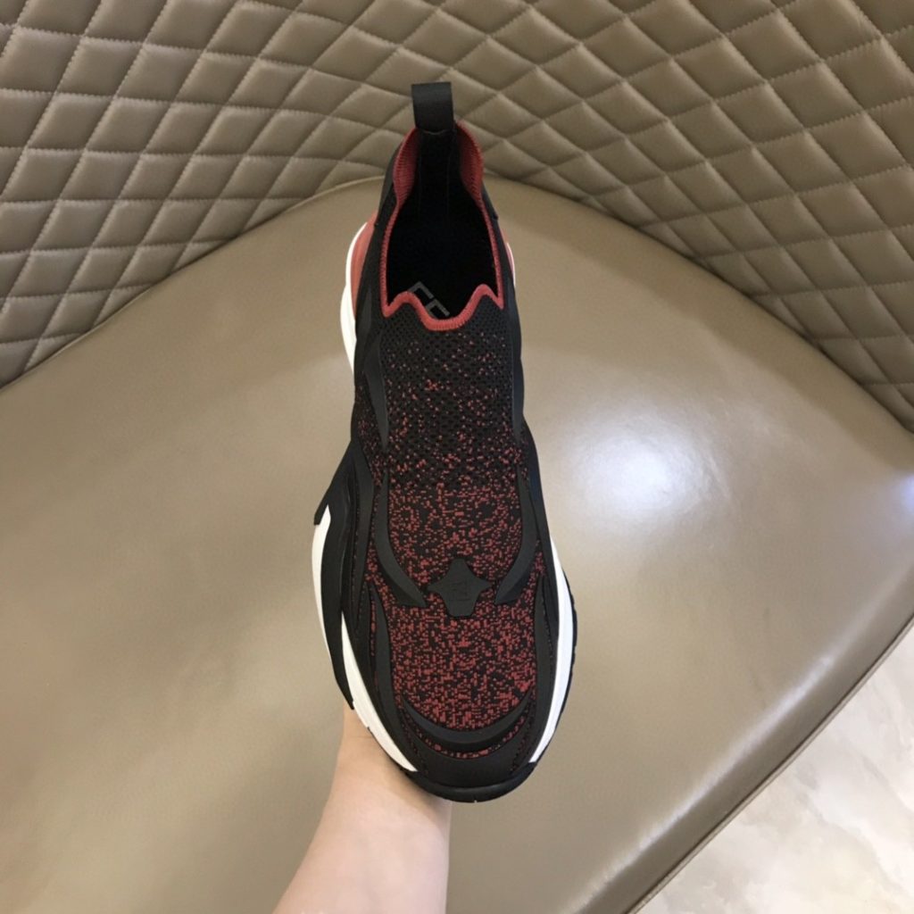 FD Fendi Flow Running Sneakers Black And Red For Women