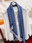 Louis Vuitton Monogram Pattern Blue Scarf 175cm/69in