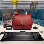 Dolce & Gabbana Small Sicily Bag In Dauphine Red For Women 7.5in/19cm DG