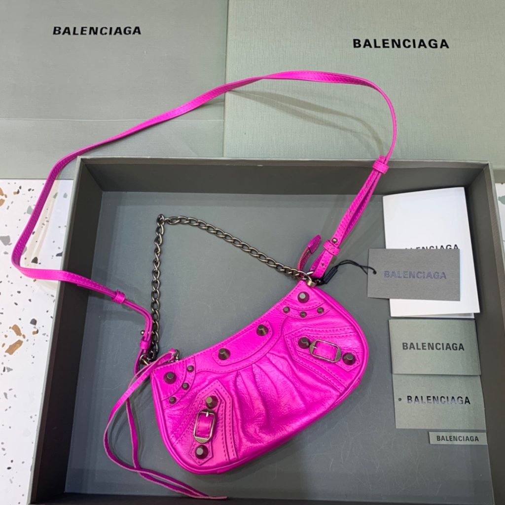 Balenciaga Le Cagole Mini Bag With Chain In Dark Pink, For Women, Women’s Bags 8.2in/21cm