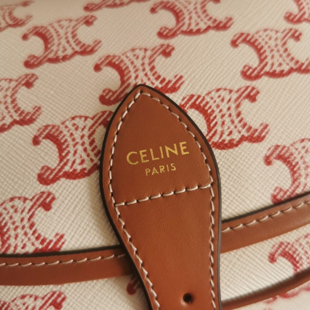 Folco Bag In Triomphe Canvas With Celine Print Pink And White For Women‎ 7in/18.5cm