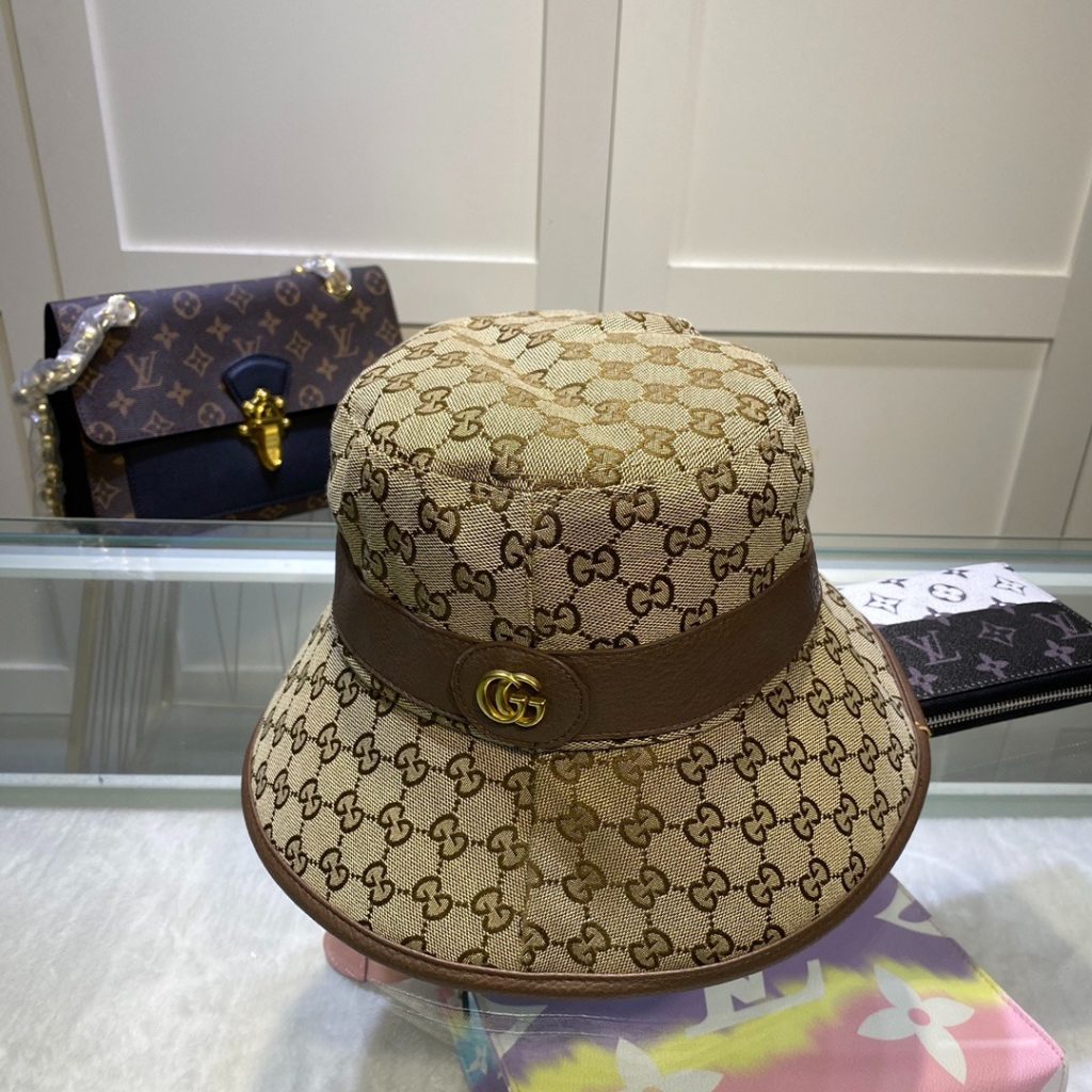 Travel Set: Louis Vuitton Horizon 55 Suitcase + Louis Vuitton Mini Bumbag + Chanel Plastic Sunglasses + Gucci GG Canvas Bucket Hat