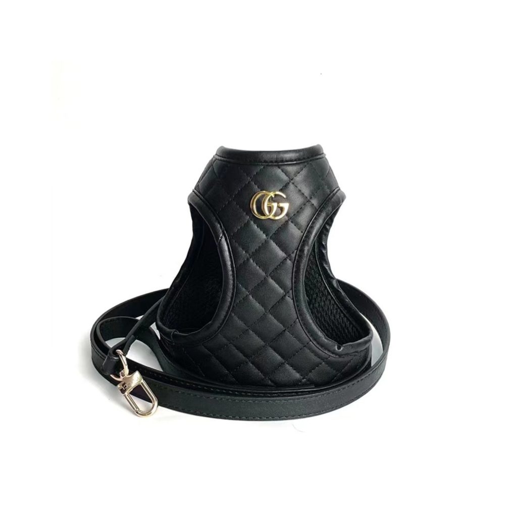 Gucci Harness And Leash Black For Pet