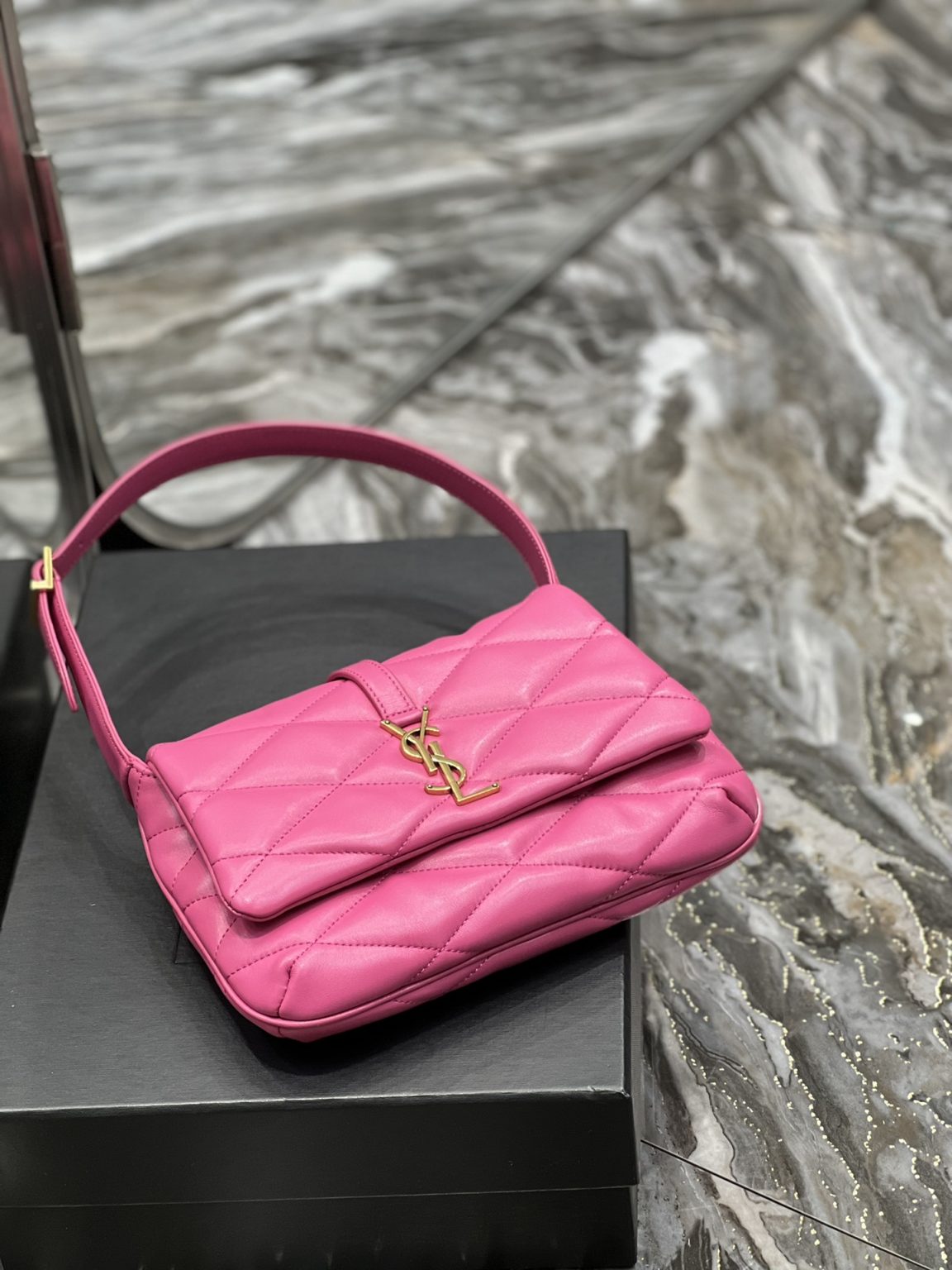 Saint Laurent Le 57 Hobo Shoulder Bag Pink For Women, Women’s Bags 9.8in/25cm YSL 698567AAAO05623