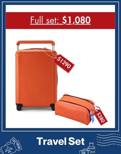 Travel Set Louis Vuitton: Horizon 55 Suitcase Orange + Dopp Kit Orange