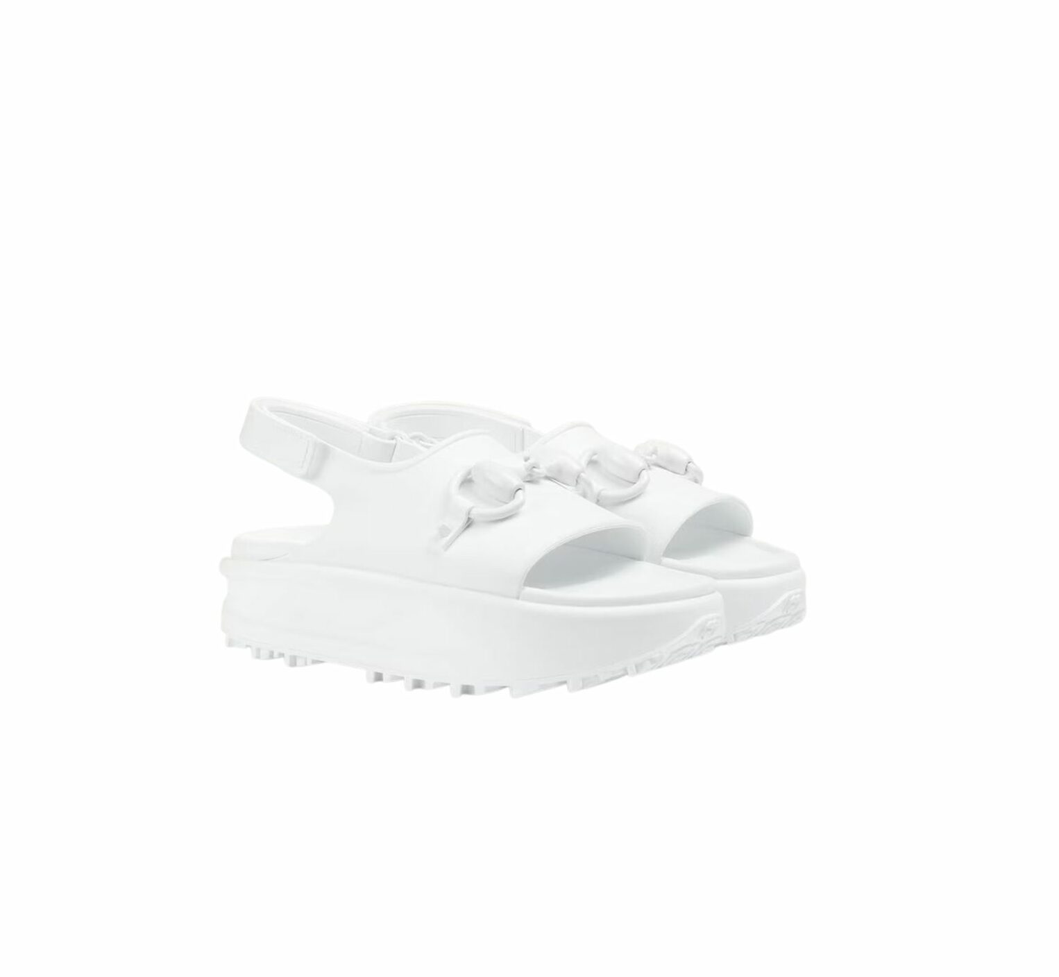 Gucci Horsebit Flatform Sandal White For Women 742435 JAAC9 9014