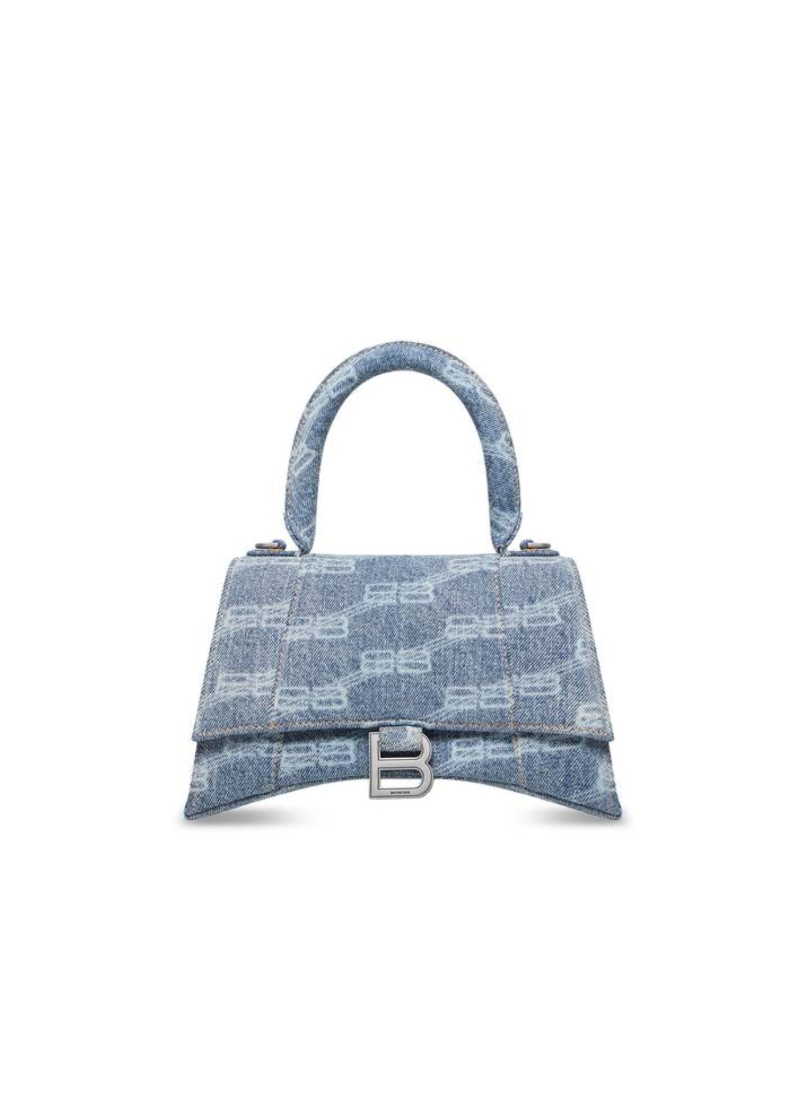 Hourglass Small Handbag Bb Monogram Bleached Denim In Blue For Women 9in/23cm 593546210E64716