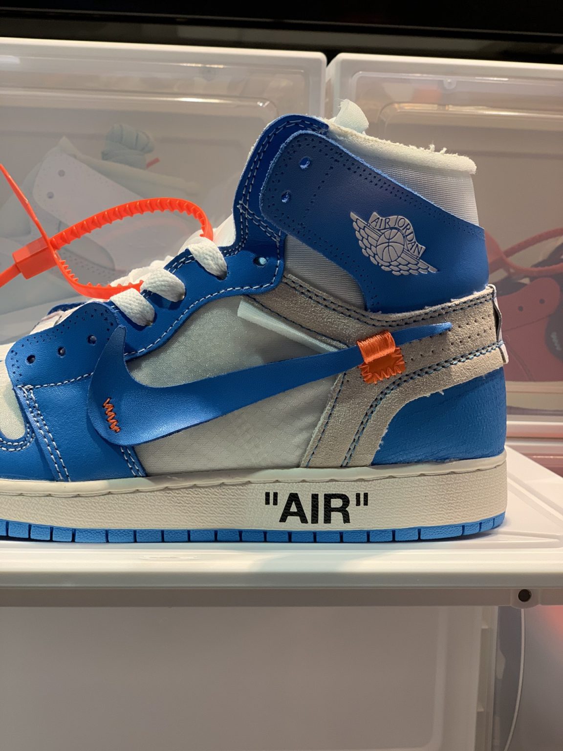 Off-White x Nike Air Jordan 1 Retro High OG ‘UNC’ Blue For Women, Women’s Shoes