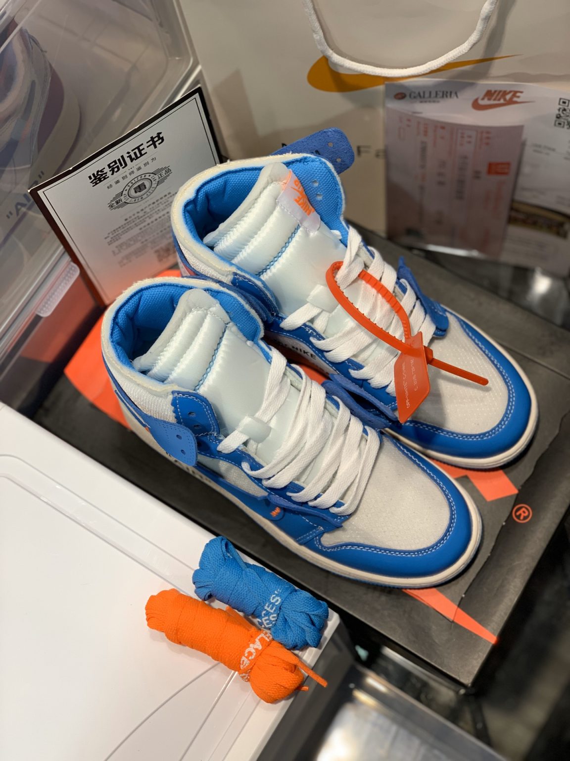 Off-White x Nike Air Jordan 1 Retro High OG ‘UNC’ Blue For Women, Women’s Shoes