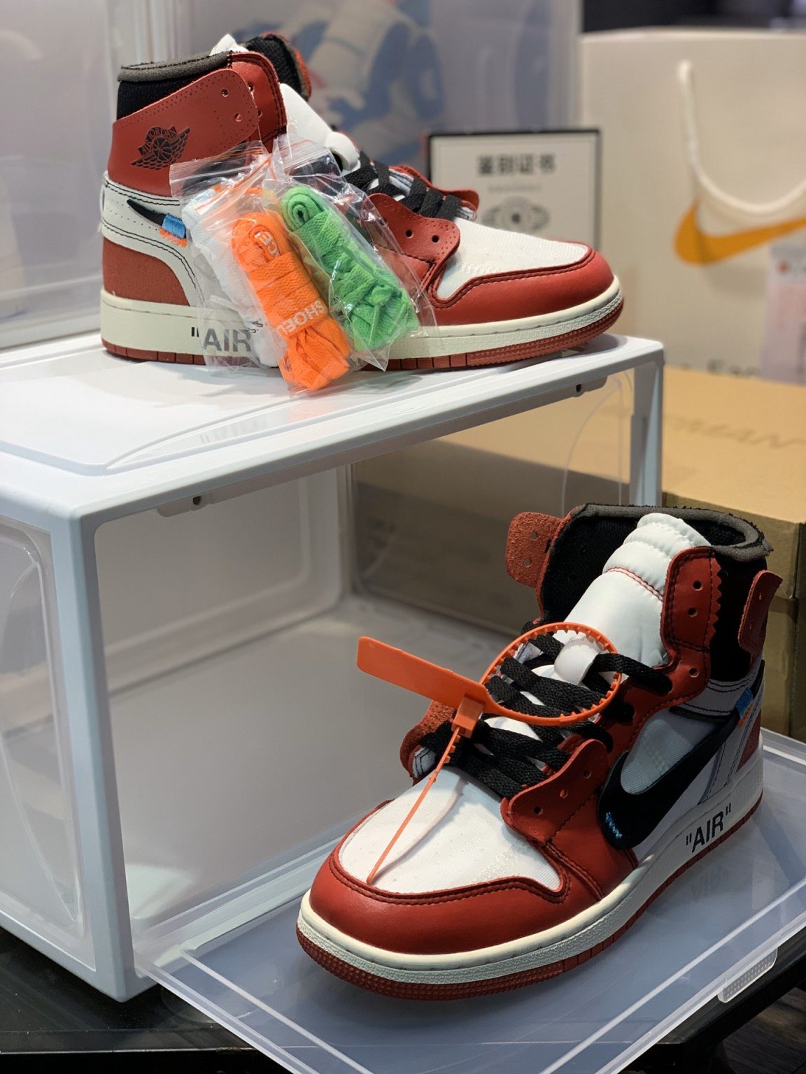 Nike Off-White Air Jordan 1 Retro High OG Chicago in White/Black-Varsity Red For Women, Women’s Shoes