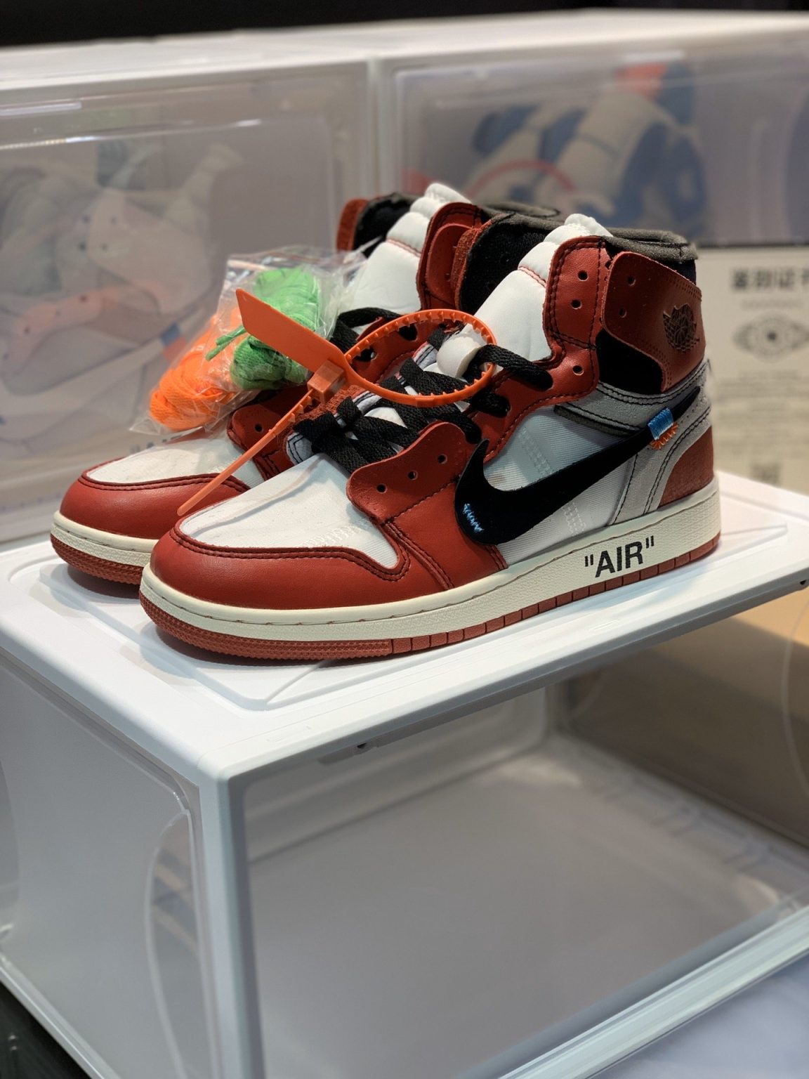 Nike Off-White Air Jordan 1 Retro High OG Chicago in White/Black-Varsity Red For Women, Women’s Shoes