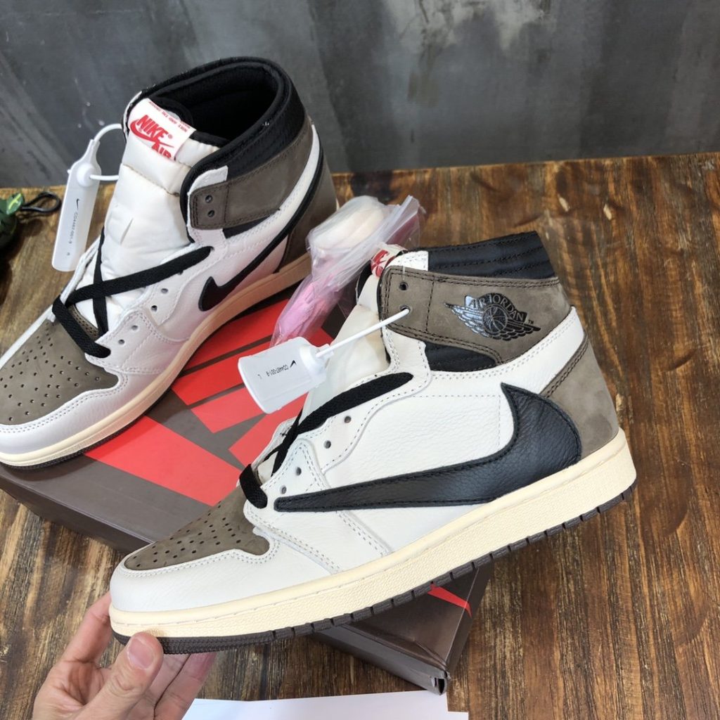 Travis Scott x Nike Air Jordan 1 Retro High OG ‘Mocha’ and White Sneaker For Women, Women’s Shoes