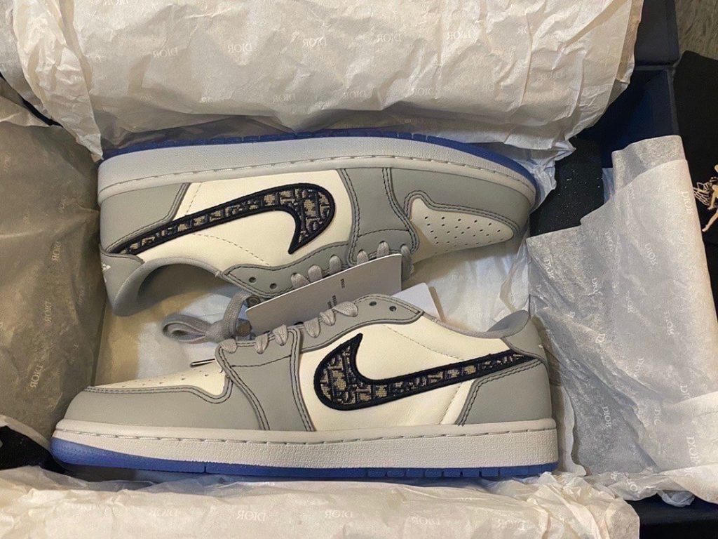 Dior x Air Jordan 1 Low-Top Grey and White Sneaker For Women, Women’s Shoes