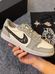 Dior x Air Jordan 1 Low-Top Grey and White Sneaker For Women, Women’s Shoes