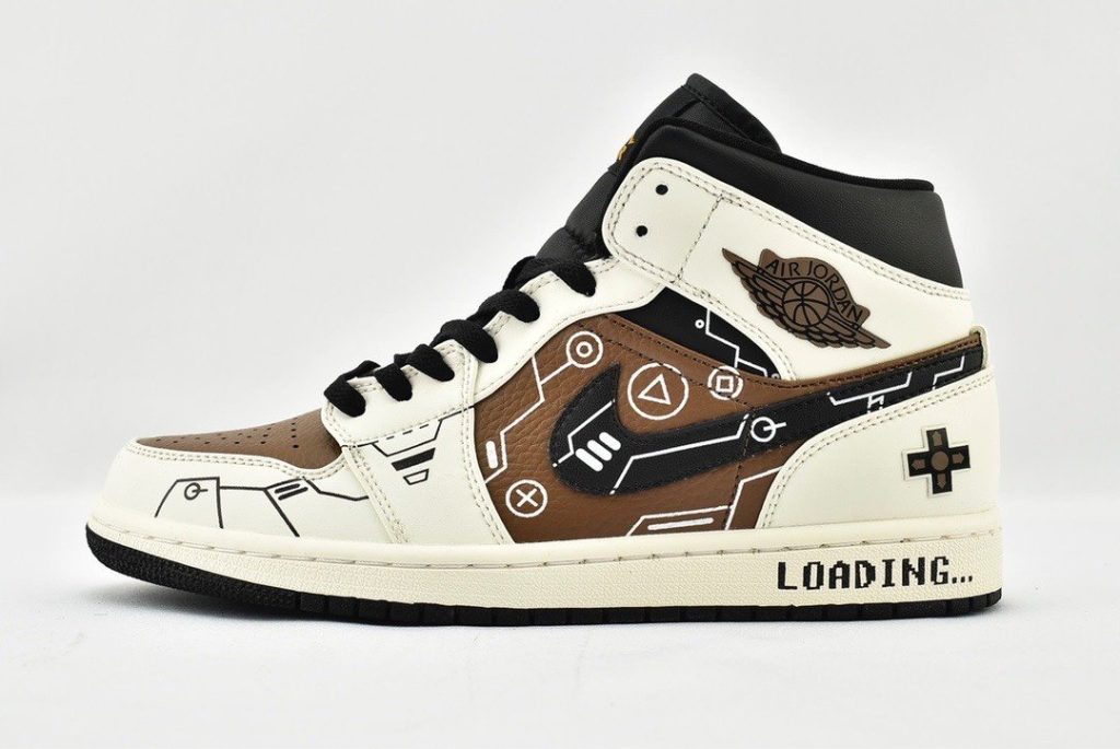 Nike Air Jordan 1 Mid Loading Sneaker Brown and White Color For Women, Women’s Shoes