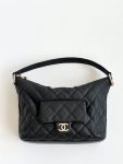 Chanel 23B Calfskin Black Hobo Bag For Women 11in/28cm