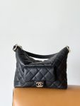 Chanel 23B Calfskin Black Hobo Bag For Women 11in/28cm