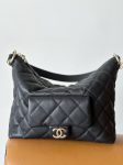 Chanel 23B Calfskin Black Hobo Bag For Women 11in/28cm