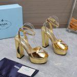 Prada Nappa Leather Platform Sandals Gold Size 8US