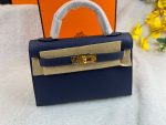 Hermes Kelly 19 Blue France Swift Bag For Women, Women’s Handbags, Shoulder Bags 7.5in/19cm