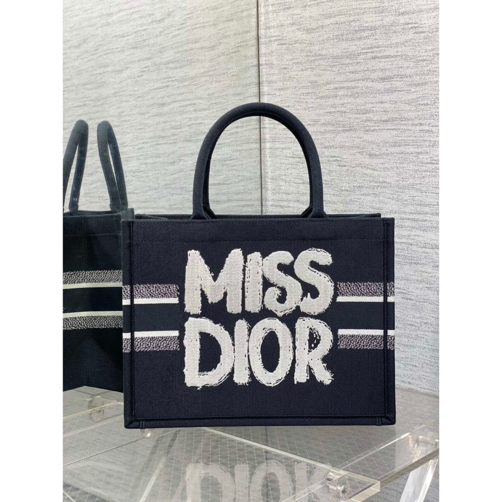 Dior Large Book Tote Bag Black And White For Women 42cm/16.5in – M1286ZEZD_M993