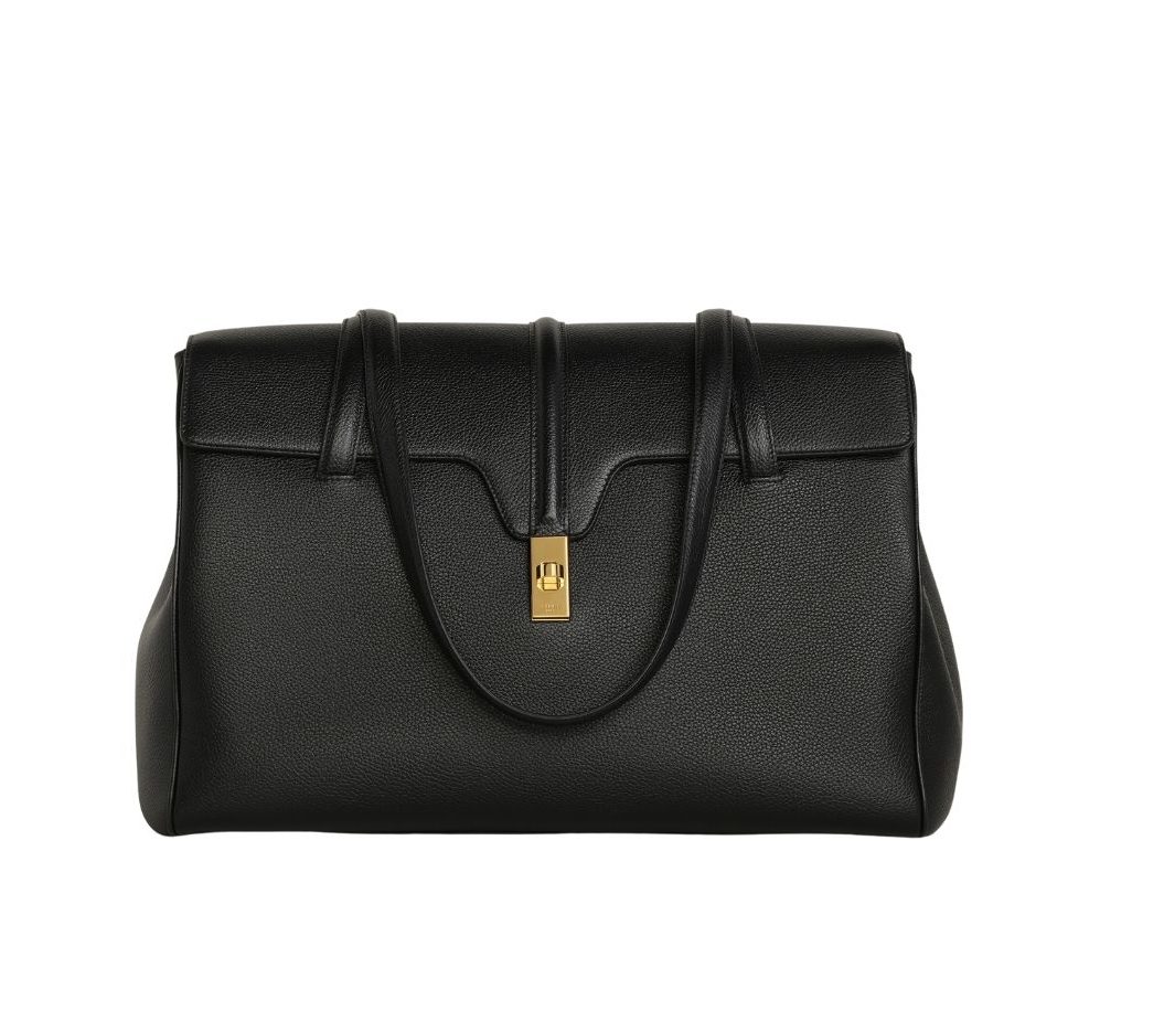 Large Soft 16 Bag In Supple Grained Grey/Black For Women‎ 15in/38cm – 194043CR8.38NO