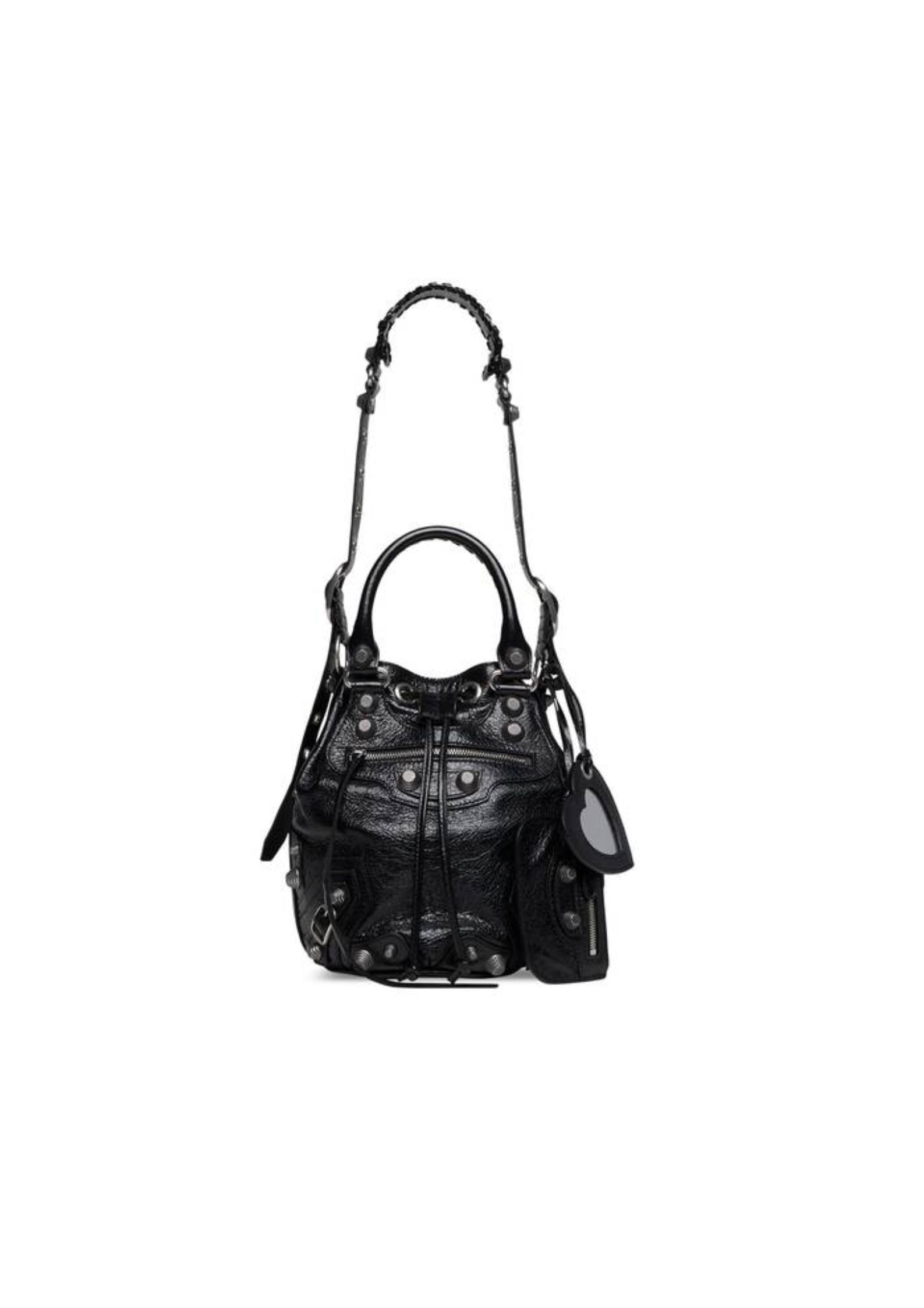 Le Cagole Small Bucket Bag In Black/Dark Blue/Sliver Tone For Women 11.8in/30 cm 7024321VG9Y1000