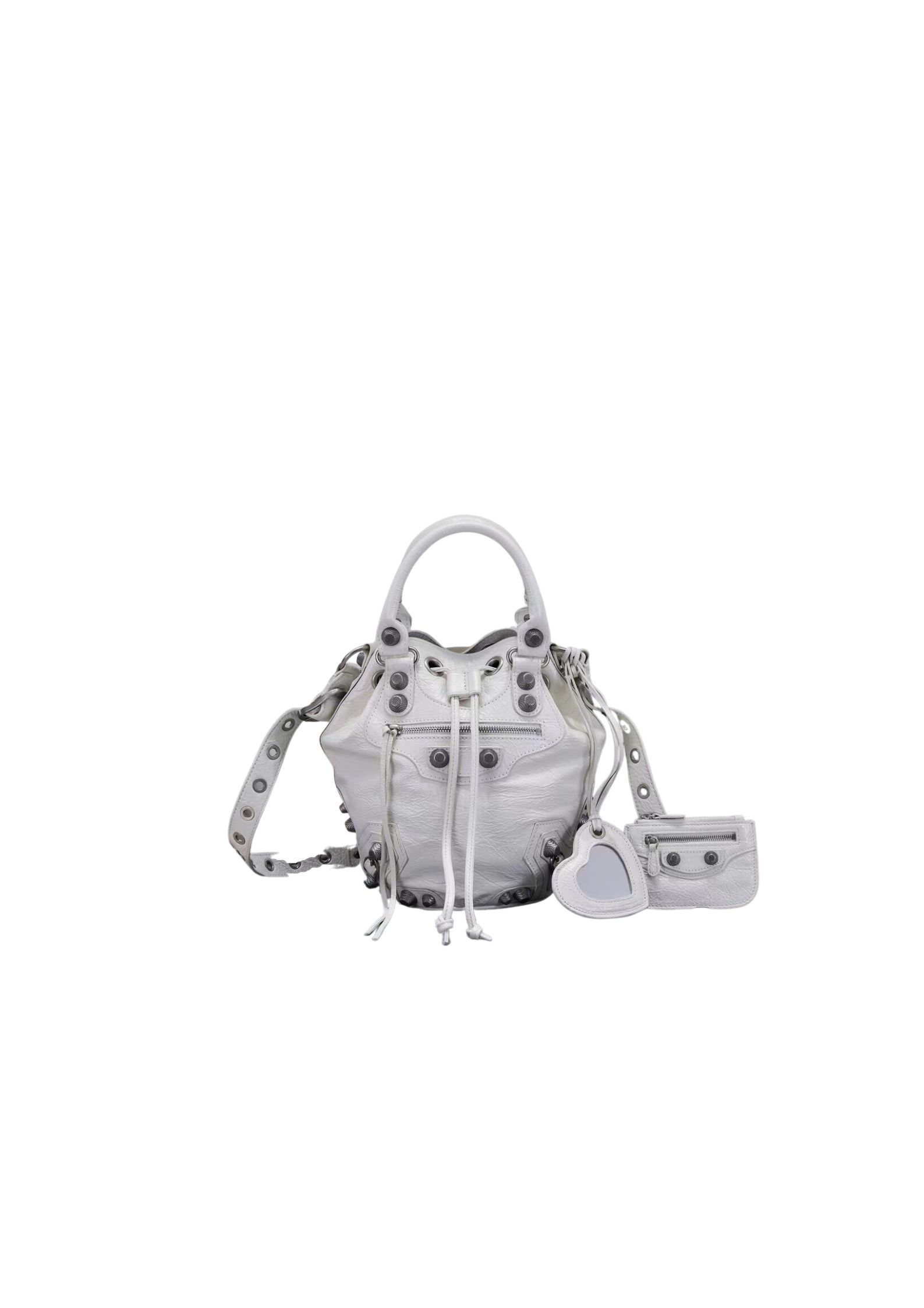 Le Cagole Small Bucket Bag In White/Black/Purple For Women 11.8in/30 cm