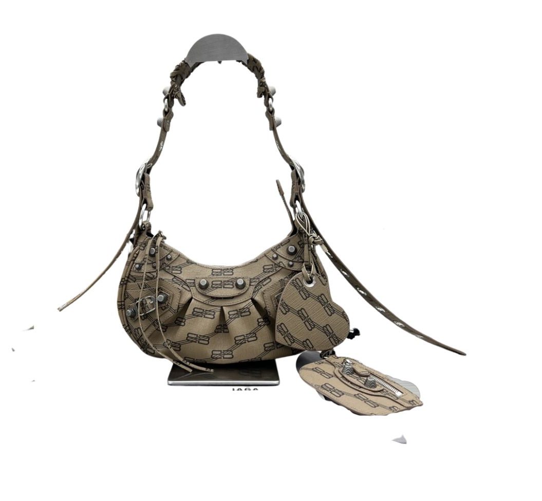 Le Cagole XS Shoulder Bag Bb Monogram Coated Canvas In Beige For Women 10.2 in/26 cm