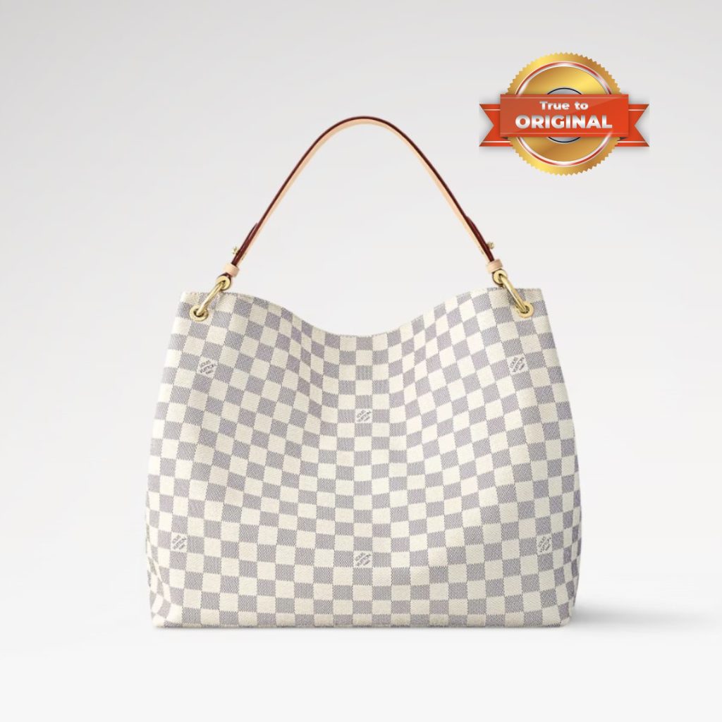 [True-to-ORIGINAL] Louis Vuitton Graceful PM Bag Damier Azur Canvas Rose Ballerine Pink For Women 35cm/13.8in N42249