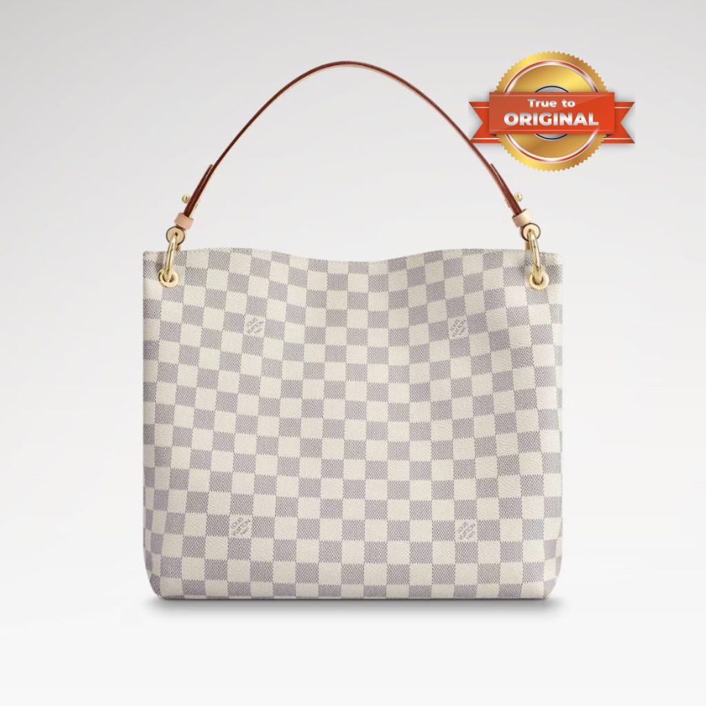 [True-to-ORIGINAL] Louis Vuitton Graceful PM Bag Damier Azur Canvas Rose Ballerine Pink For Women 35cm/13.8in N42249