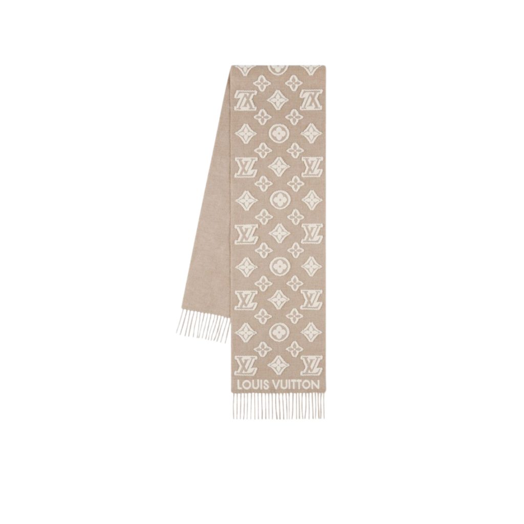 Louis Vuitton LV 3D Scarf Beige And White For Women 86.6in/220cm M94851