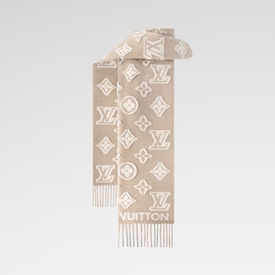 Louis Vuitton LV 3D Scarf Beige And White For Women 86.6in/220cm M94851